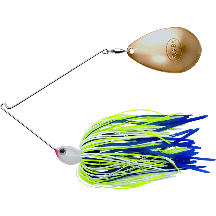The Original Spinnerbait Fishing Lures-White/Chartreuse/Blue Silicone Skirt, Gold Indiana Blade