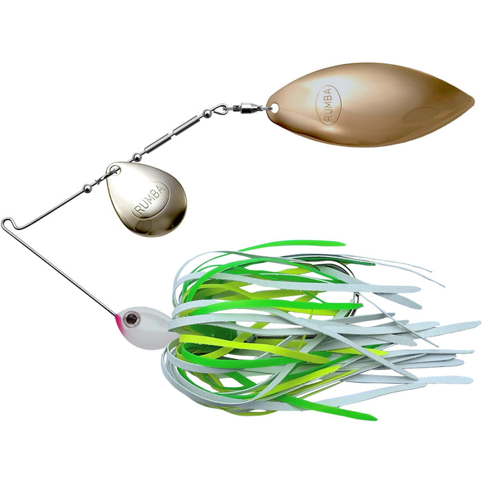 The Original Spinnerbait Fishing Lures-White/Chartreuse/Lime Rubber Skirt, Nickel/Gold Tandem Blades