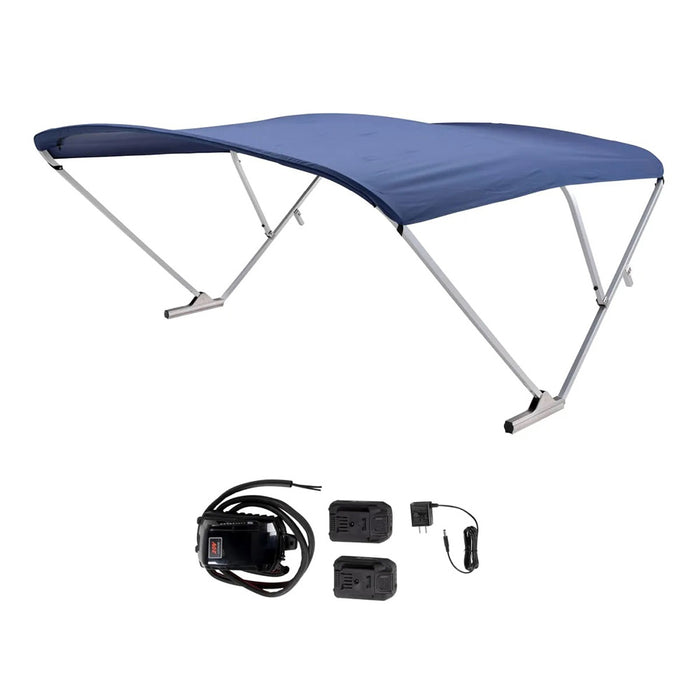 SureShade Battery Powered Bimini - Clear Anodized Frame & Navy Fabric