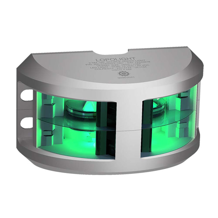 Lopolight Series 200-018 - Double Stacked Navigation Light - 2NM - Vertical Mount - Green - Silver Housing