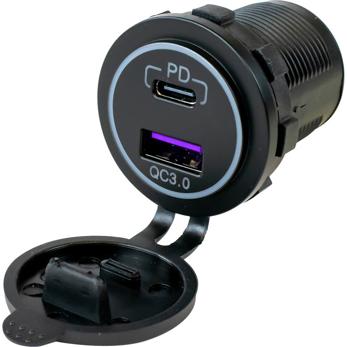 Sea-Dog USB 3.0 & USB-C Power Socket w/Out Light