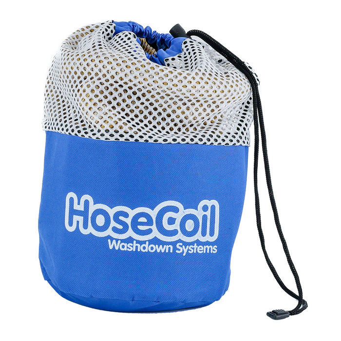 HoseCoil 25' Expandable PRO w/Brass Twist Nozzle & Nylon Mesh Bag - Gold/White