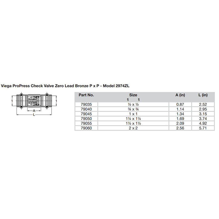 Viega ProPress 1-1/2" Zero Lead Check Valve - Double Press Connection - Smart Connect Technology