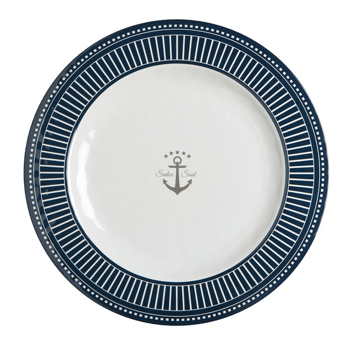Marine Business Melamine Flat, Round Dinner Plate - SAILOR SOUL - 10" Set of 6