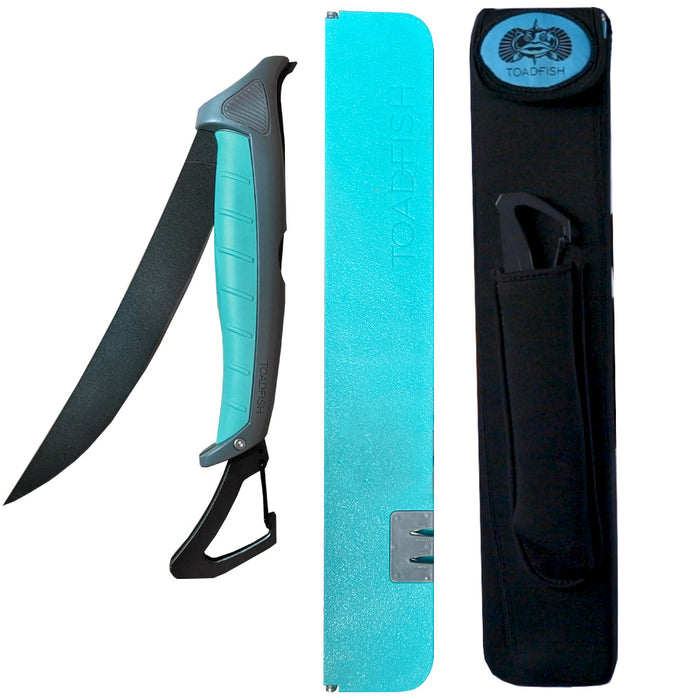Toadfish Stowaway 8.5" Fillet Knife w/XL Folding Cutting Board & Neoprene Case