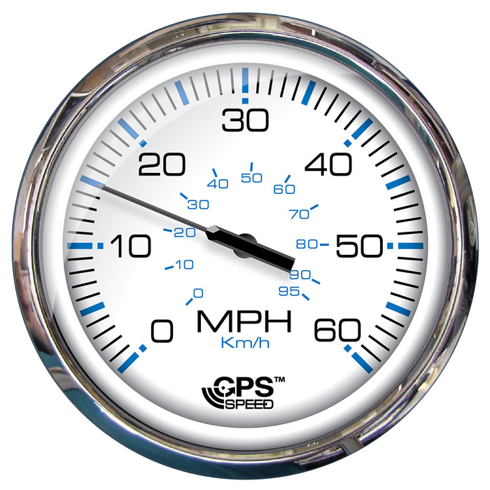 Faria Chesapeake White SS 5" Speedometer - 60 MPH (GPS)(Studded)