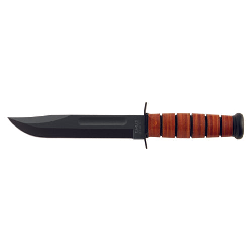 KA-BAR Full-Size Fixed Navy 7 in Black Blade Leather Handle