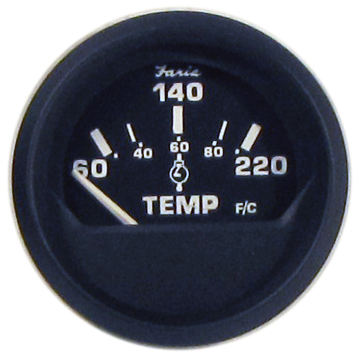 Faria Euro Black 2" Cylinder Head Temperature Gauge (60 to 220° F) with Sender