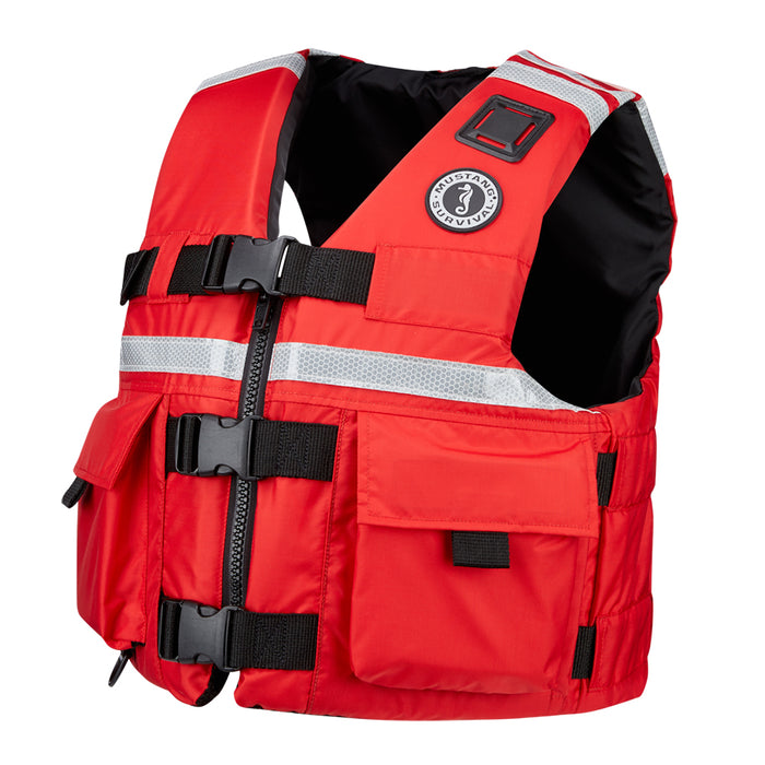Mustang SAR Vest w/SOLAS Reflective Tape - Red - Large