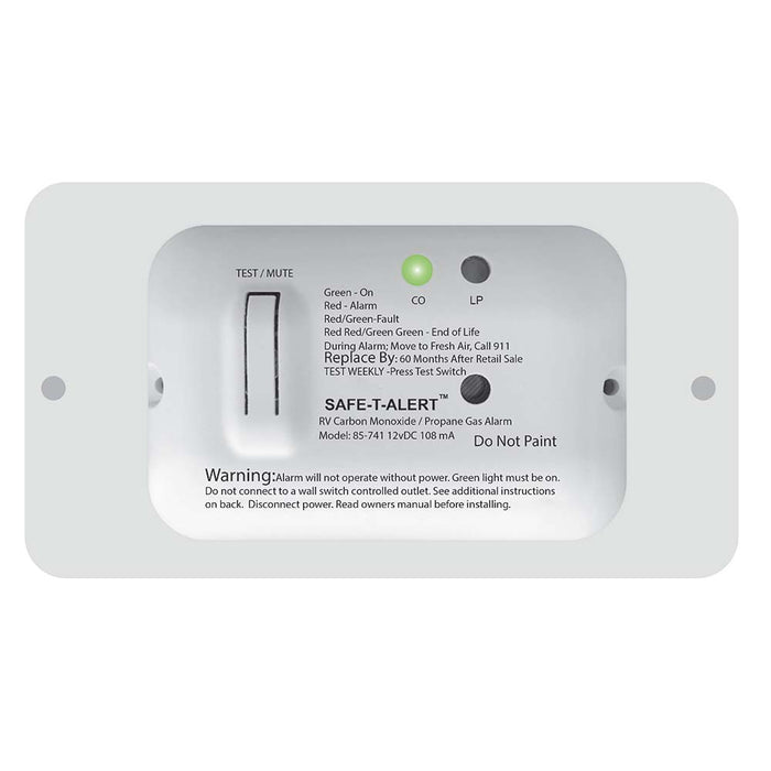 Safe-T-Alert 85 Series Carbon Monoxide Propane Gas Alarm - 12V - White