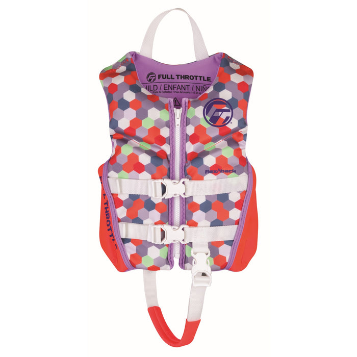 Full Throttle Child Rapid-Dry Flex-Back Life Jacket Pink