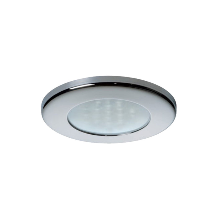 Quick Ted Cs Downlight LED -  2W, IP40, Spring Mounted w/Switch - Round Stainless Bezel, Round Warm White Light