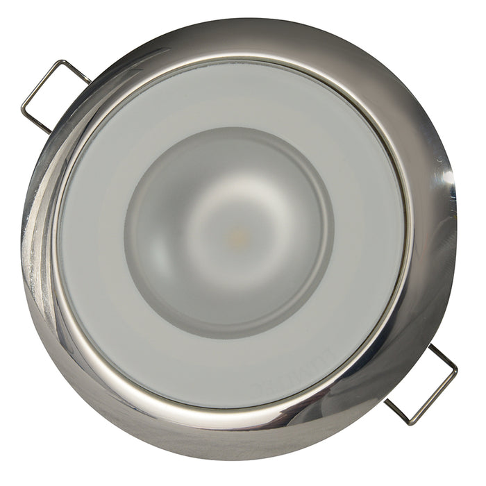 Lumitec Mirage - Flush Mount Down Light - Glass Finish/Polished SS Bezel 2-Color White/Red Dimming