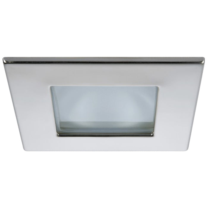 Quick Marina XP Downlight LED - 4W, IP66, Spring Mounted - Square Stainless Bezel, Square Warm White Light