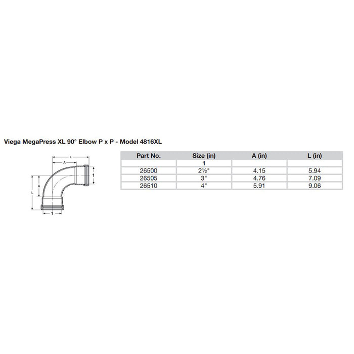 Viega MegaPress 2-1/2" 90° Carbon Steel Elbow w/FKM - Double Press Connection - Smart Connect Technology