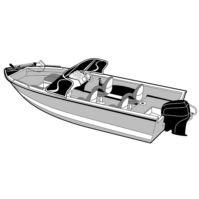 Carver Performance Poly-Guard Wide Series Styled-to-Fit Boat Cover f/17.5' Aluminum V-Hull Boats w/Walk-Thru Windshield - Grey