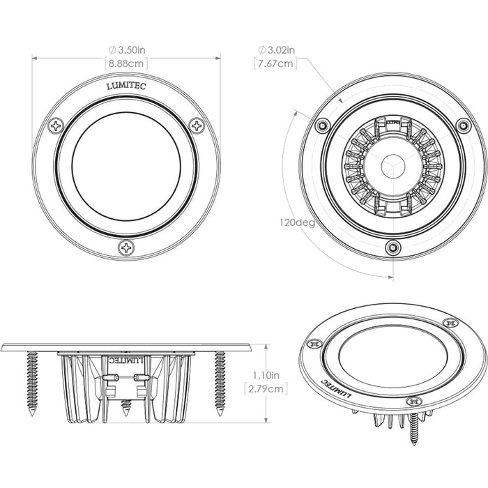 Lumitec Shadow - Flush Mount Down Light - Polished SS Finish - Warm White Dimming