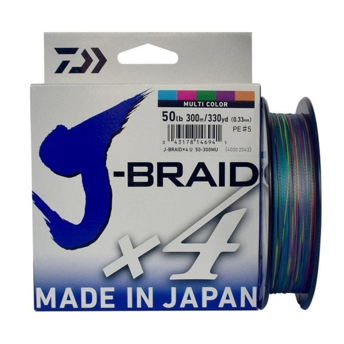 Daiwa J-Braid X4 Filler Spool 50lb Multi-Color 300 Yds