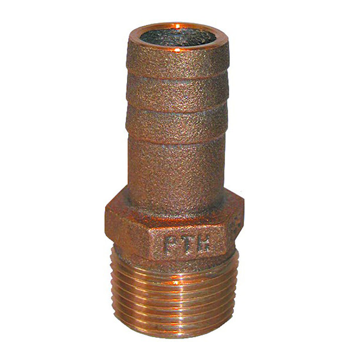 GROCO 1-1/4" NPT x 1-1/8" ID Bronze Pipe to Hose Straight Fitting