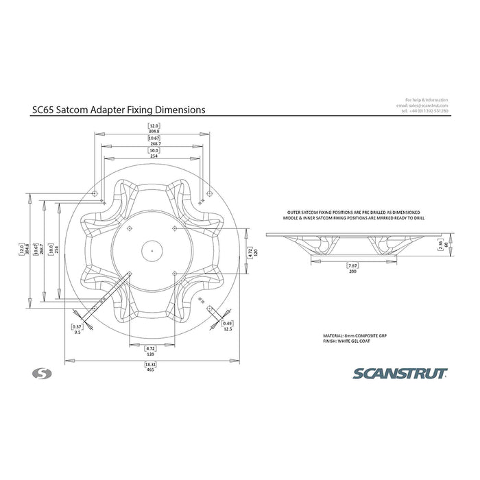 Scanstrut SC65 Base Mount f/ KVH G6, V7 & Raymarine STV60