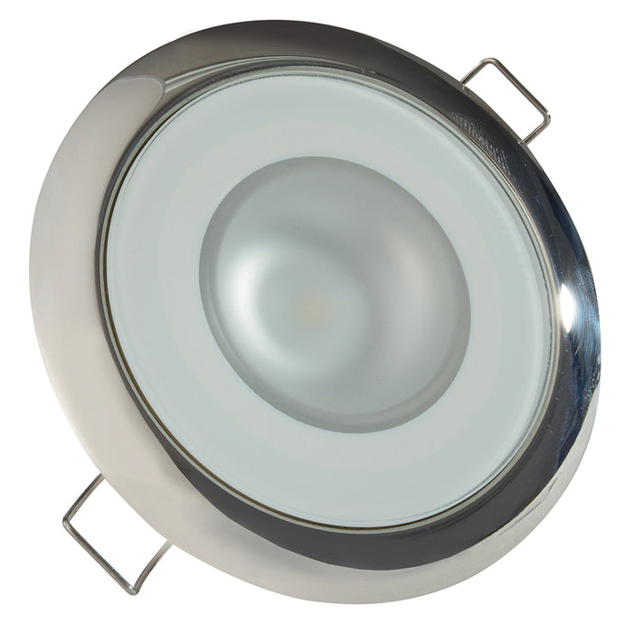 Lumitec Mirage - Flush Mount Down Light - Glass Finish/Polished SS Bezel 2-Color White/Red Dimming