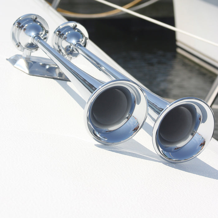 Marinco 12V Chrome Plated Dual Trumpet Air Horn
