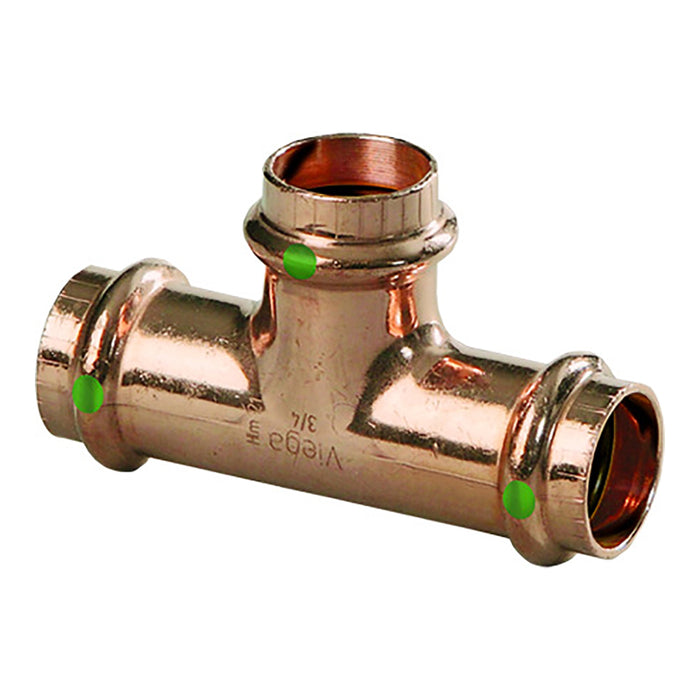 Viega ProPress 1-1/2" Copper Tee - Triple Press Connection - Smart Connect Technology