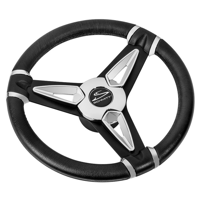 Schmitt & Ongaro PU50 14" Wheel - Chrome Cap & Spoke Inserts - Black Spokes - 3/4" Tapered Shaft