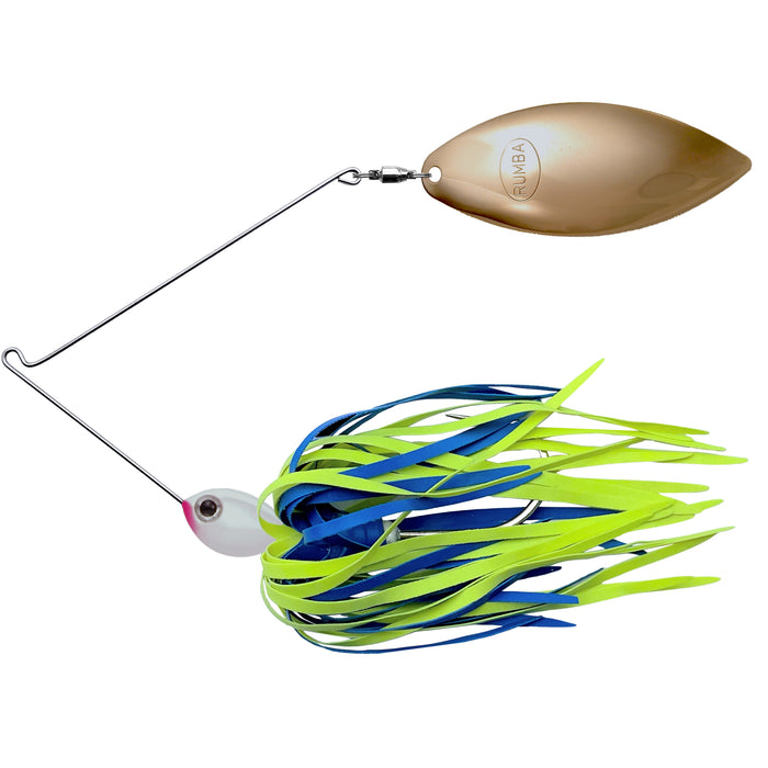The Original Spinnerbait Fishing Lures-Blue/Chartreuse Rubber Skirt, Gold Willow Leaf Blade