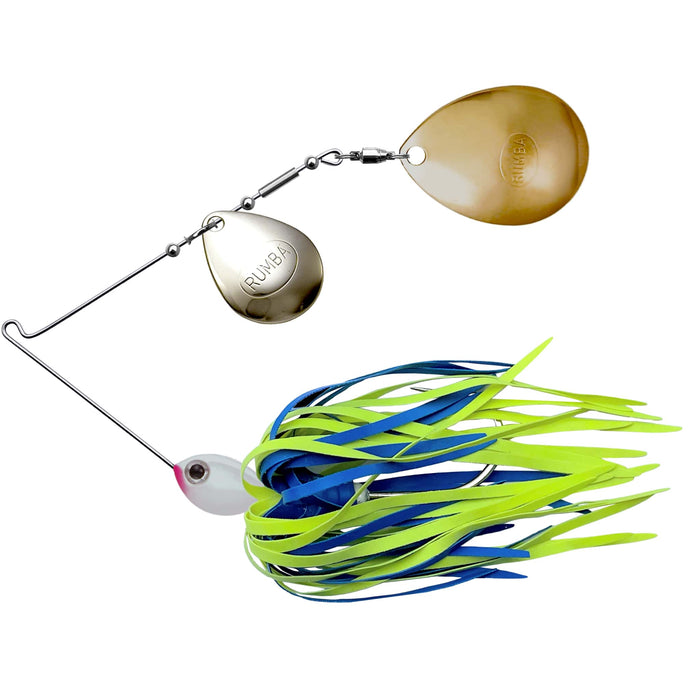 The Original Spinnerbait Fishing Lures-Chartreuse/Blue Rubber Skirt, Nickel/Gold Double Colorado Leaf Blades