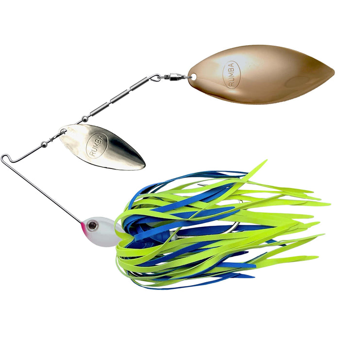 The Original Spinnerbait Fishing Lures-Blue/Chartreuse Rubber Skirt, Nickel/Gold Double Willow Leaf Blades