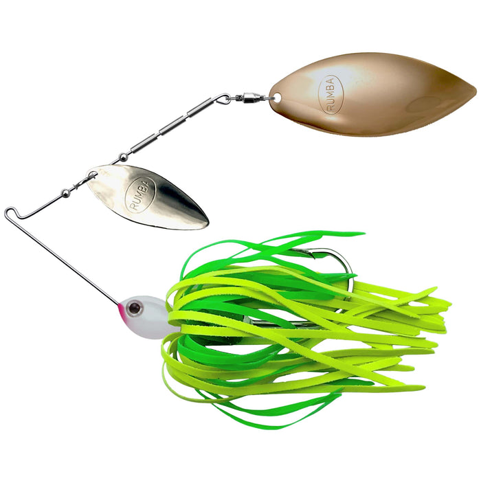 The Original Spinnerbait Fishing Lures-White/Chartreuse/Blue Rubber Skirt, Nickel/Gold Double Willow Leaf Blades