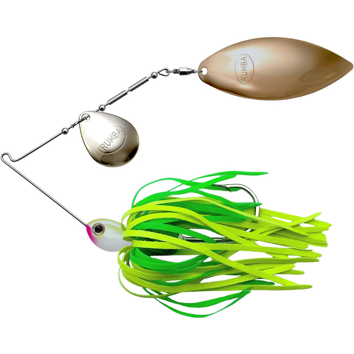 The Original Spinnerbait Fishing Lures-Chartreuse/Lime Rubber Skirt, Nickel/Gold Tandem Blades, White/Chartreuse Head