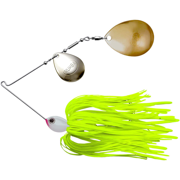 The Original Spinnerbait Fishing Lures-Chartreuse Silicone Skirt, Nickel/Gold Double Colorado Leaf Blades