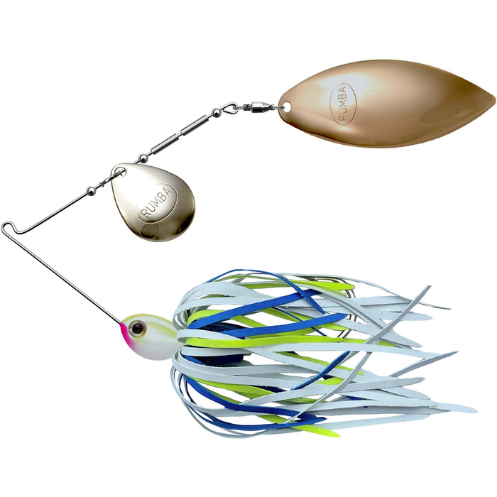The Original Spinnerbait Fishing Lures-White/Chartreuse/Blue Rubber Skirt, Nickel/Gold Tandem Blades, White/Chartreuse Head