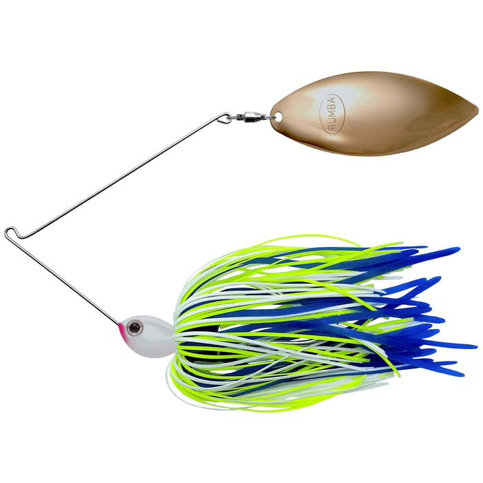 The Original Spinnerbait Fishing Lures-White/Chartreuse/Blue Silicone Skirt, Gold Willow Leaf Blade