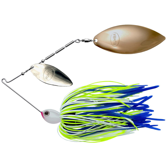 The Original Spinnerbait Fishing Lures-White/Chartreuse/Blue Silicone Skirt, Nickel/Gold Double Willow Leaf Blades
