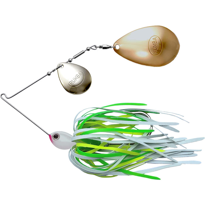 The Original Spinnerbait Fishing Lures-White/Chartreuse/Lime Rubber Skirt, Nickel/Gold Colorado/Indiana Blades