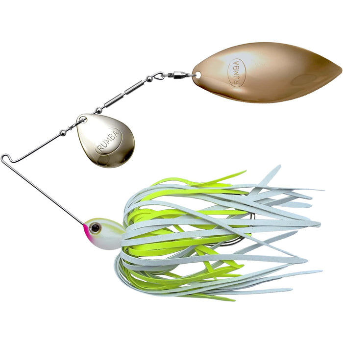 The Original Spinnerbait Fishing Lures-White/Chartreuse Rubber Skirt, Nickel/Gold Tandem Blades, White/Chartreuse Head