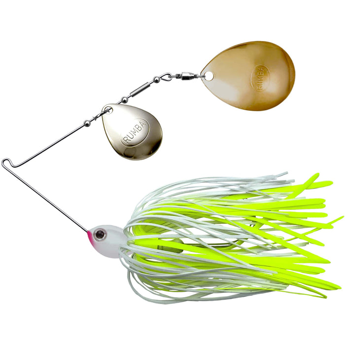 The Original Spinnerbait Fishing Lures-White/Chartreuse Silicone Skirt, Nickel/Gold Double Colorado Leaf Blades