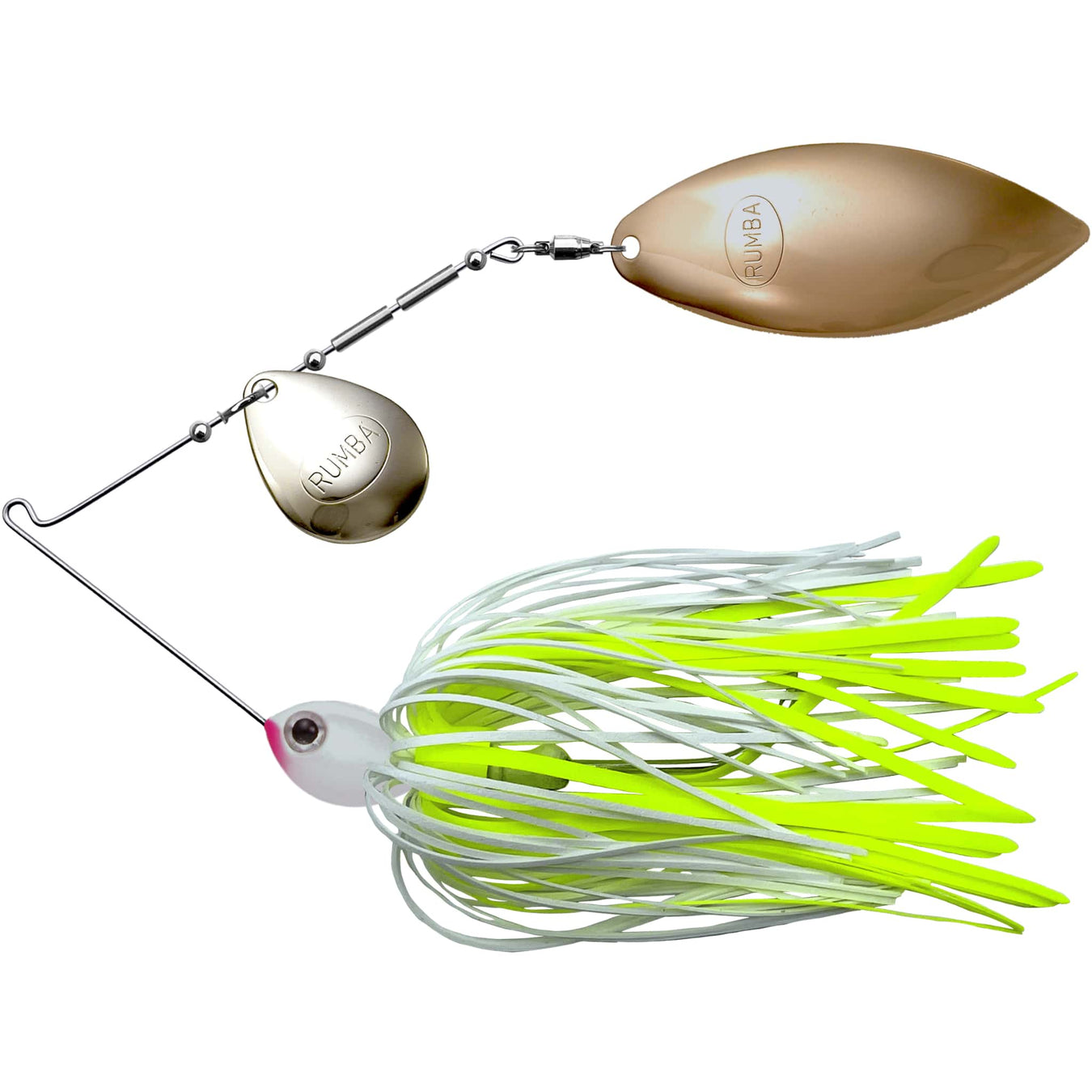 The Original Spinnerbait Fishing Lures-White/Chartreuse Silicone Skirt, Nickel/Gold Tandem Blades