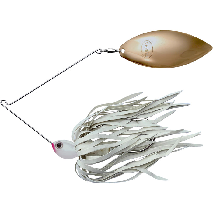 The Original Spinnerbait Fishing Lures-White Rubber Skirt, Gold Willow Leaf Blade