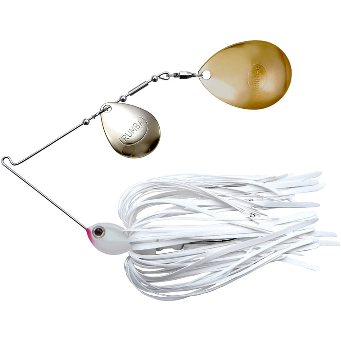 The Original Spinnerbait Fishing Lures-White Silicone Skirt, Nickel/Gold Double Colorado Leaf Blades