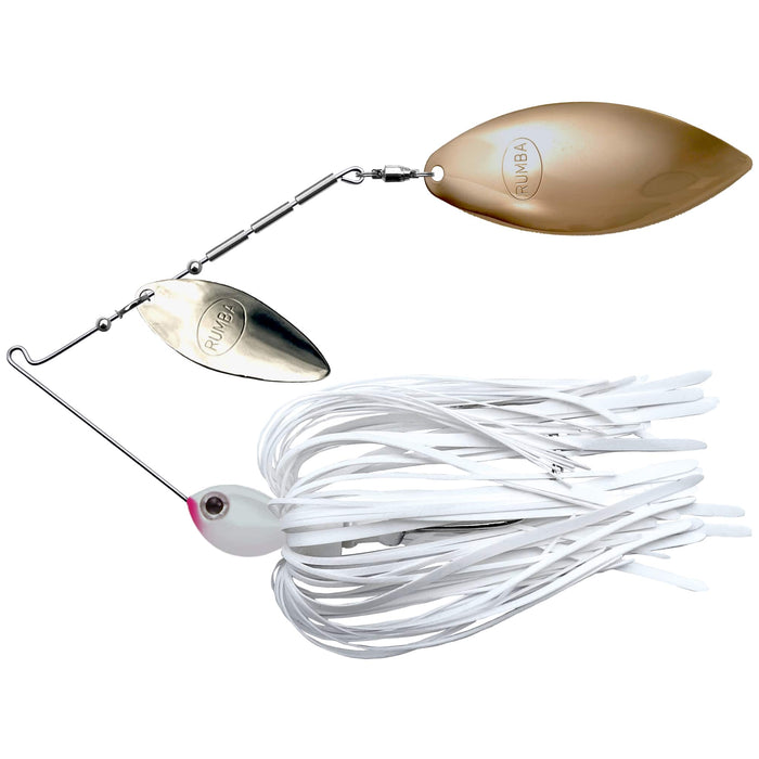 The Original Spinnerbait Fishing Lures-White Silicone Skirt, Nickel/Gold Double Willow Leaf Blades